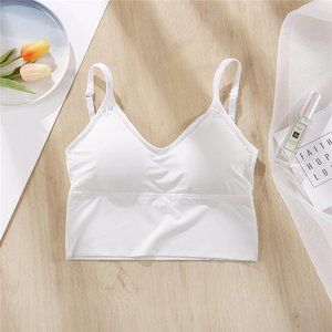 White Sexy Smooth Ice Silk Tank Crop Top-Free Size